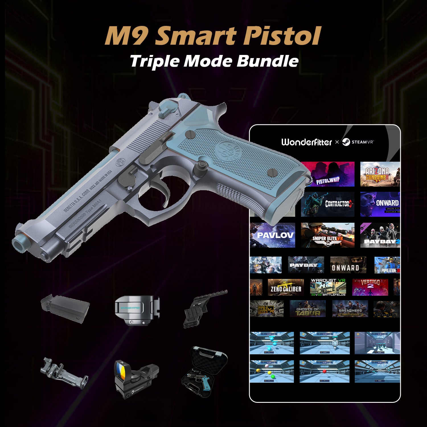 M9 Smart Pistol | Real Recoil, Realistic Tactical Training Anywhere | VR · Big Screen · Mobile Triple Mode