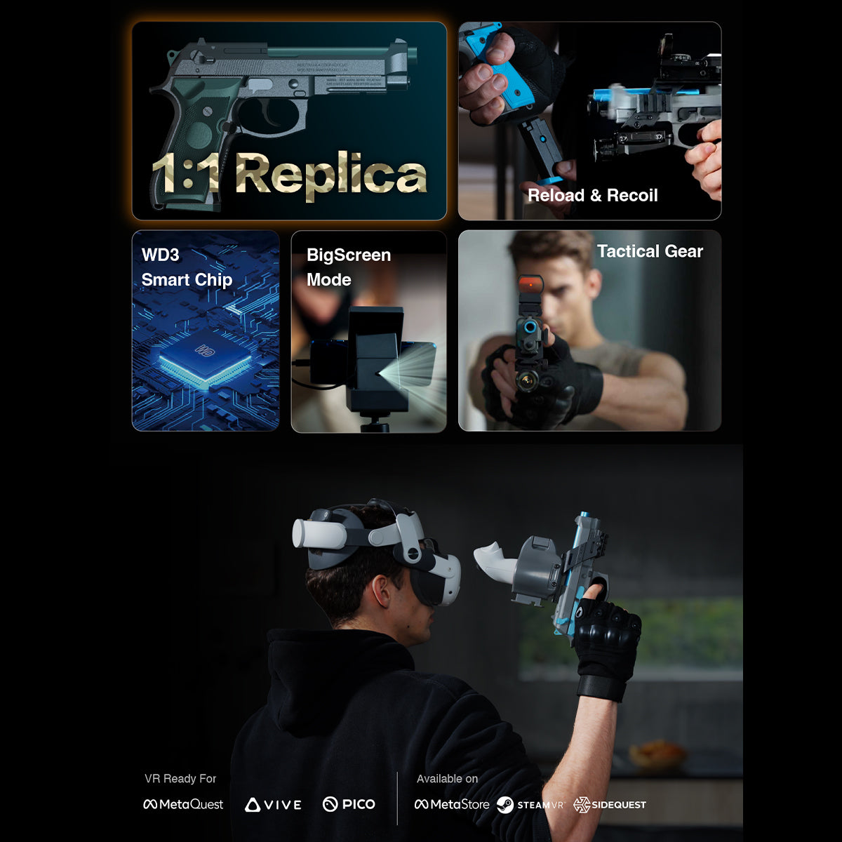 Pistolet intelligent M9 | Entraînez-vous au tir à domicile | VR · Double mode grand écran