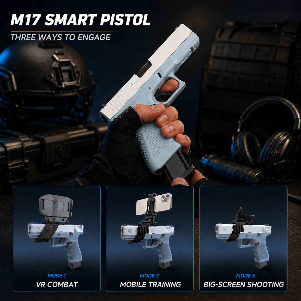 M17 Smart Pistol | Gunmetal Edition | Tactical Recoil Controller for VR, Big-Screen & Mobile Wonderfitter