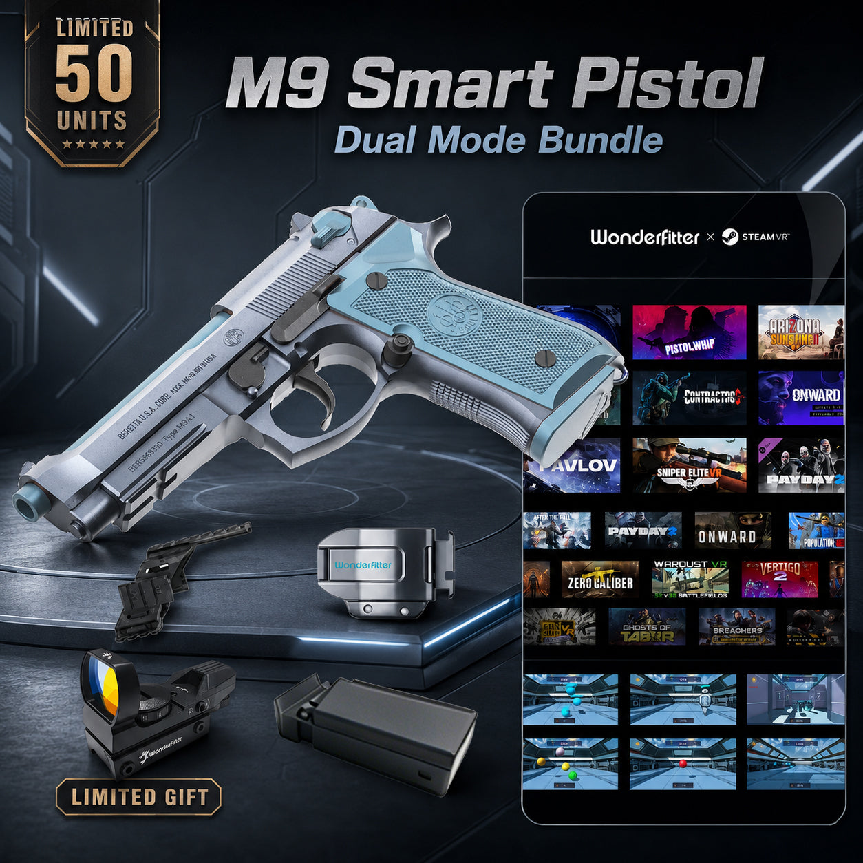 EU Exclusive | M9 Smart Pistol | VR & Big-Screen Dual-Mode Shooting Trainer Wonderfitter