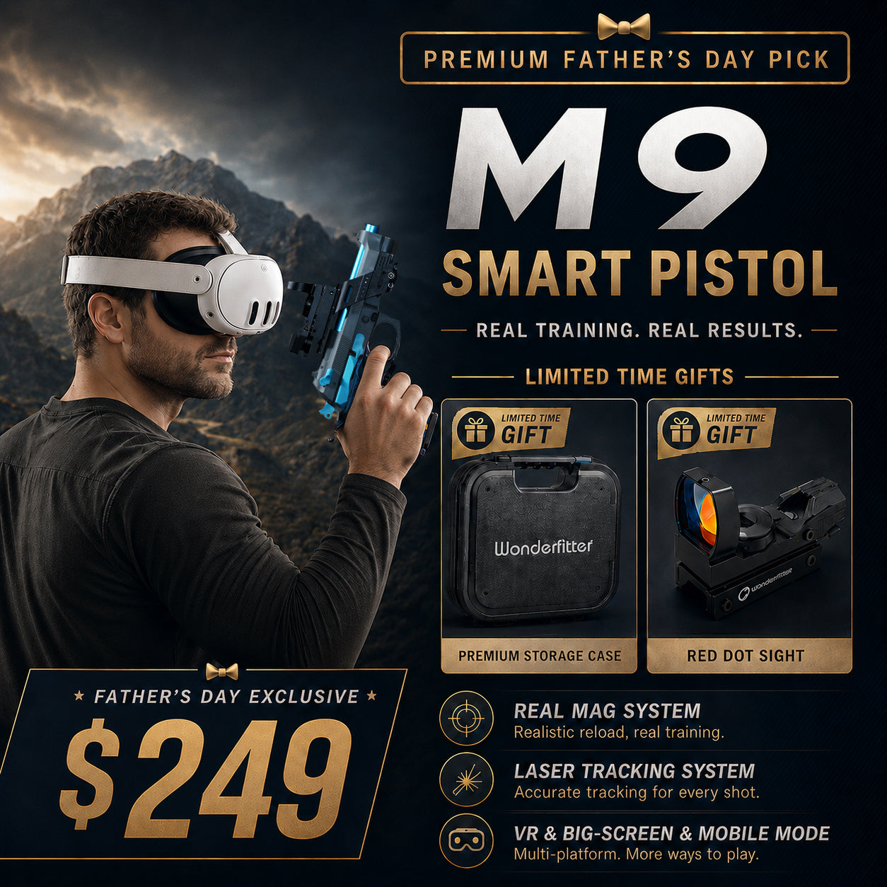 M9 Smart Pistol Kit | Free Case & Red Dot Sight Included Wonderfitter